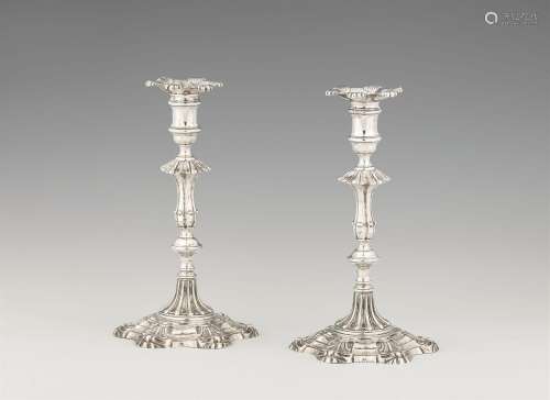 A pair of Lisbon silver candlesticks