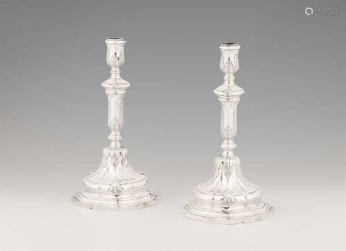 A pair of Genoese silver candlesticks