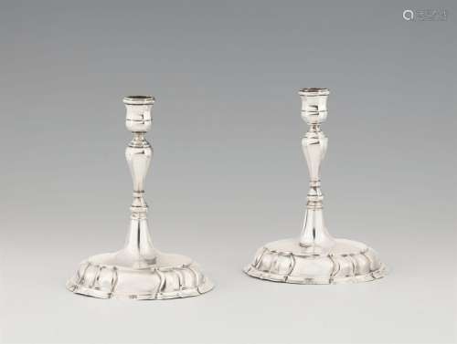 A pair of Liegnitz silver candlesticks