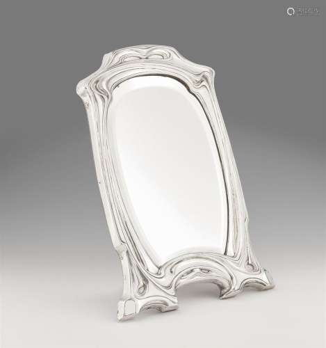 A Jugendstil silver mirror