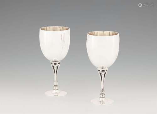 A pair of Georg Jensen silver wine goblets, no. 532