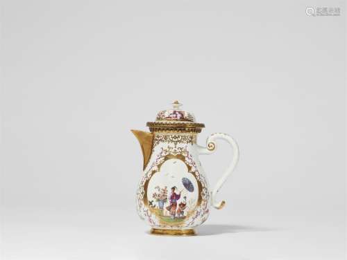 A Meissen porcelain coffee pot with Hoeroldt Chinoiseries