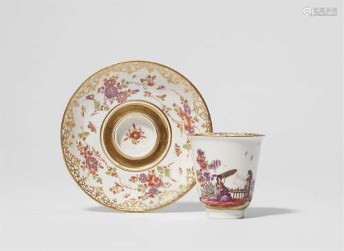 An early Meissen porcelain trembleuse cup with Hoeroldt Chin...