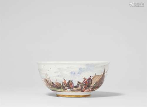 A museum quality Meissen porcelain dish with merchant navy s...