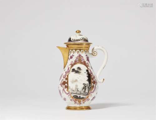An unusual Meissen porcelain coffee pot with merchant navy s...
