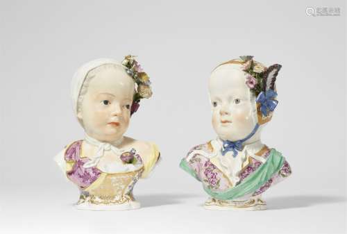 Two Meissen porcelain busts of children