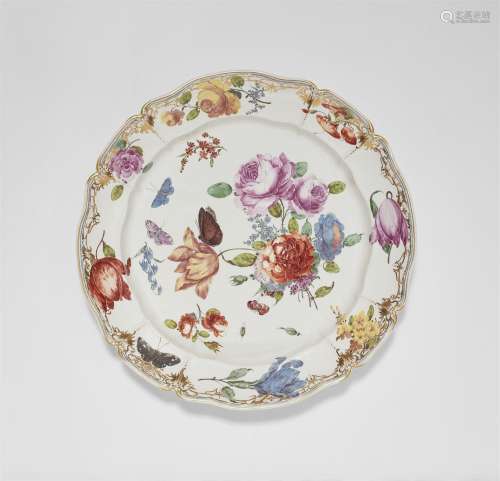 A round Nymphenburg porcelain platter linked to the court se...