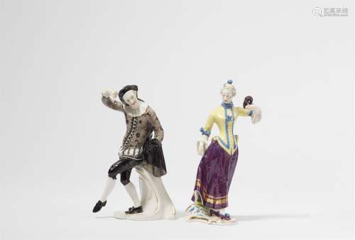A pair of Nymphenburg commedia dell`arte porcelain figures, ...
