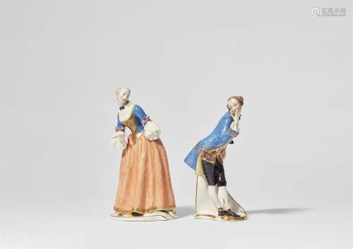 A pair of Nymphenburg commedia dell`arte porcelain figures, ...