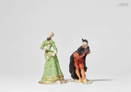 A pair of Nymphenburg commedia dell`arte porcelain figures, ...