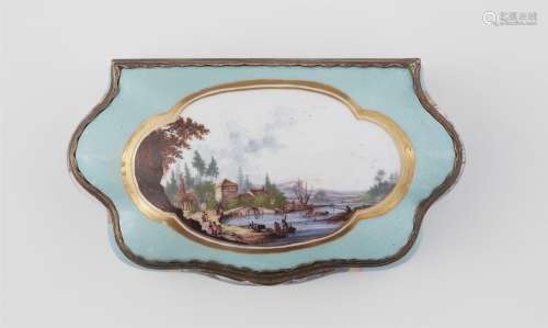An important Meissen porcelain snuff box with water landscap...