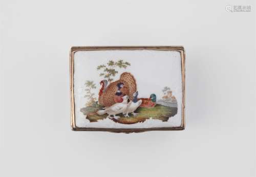 A Berlin KPM porcelain snuff box with poultry and a still li...
