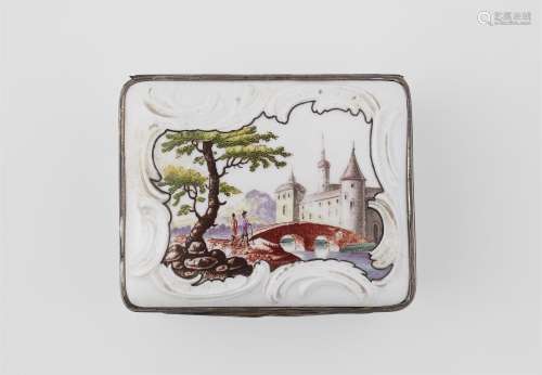 A Nymphenburg porcelain snuff box with castle motifs