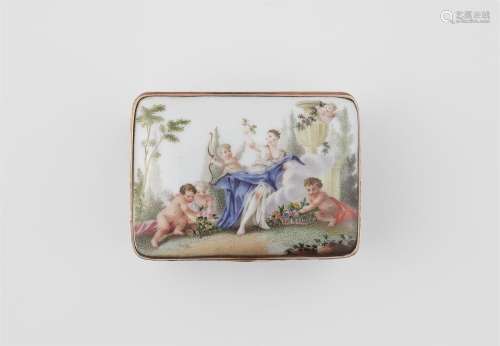 A porcelain snuff box with allegories of love