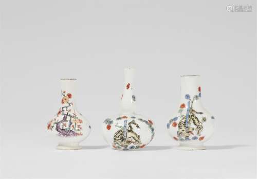 Three Meissen porcelain miniature vases with "yellow li...