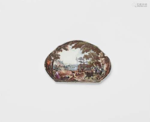 A Meissen porcelain tureen lid with hunting motifs