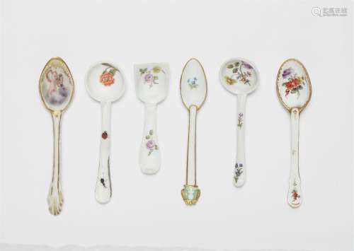Six items of porcelain cutlery