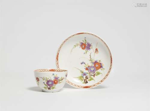 A Meissen porcelain tea bowl and saucer with early Japonesqu...