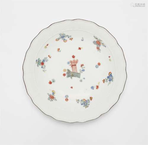 A Meissen porcelain dish with rice straw motifs