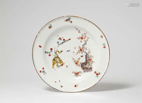 A Meissen porcelain plate with "yellow lion" decor