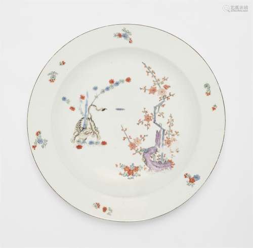A pair of Meissen porcelain plates with "yellow lion&qu...