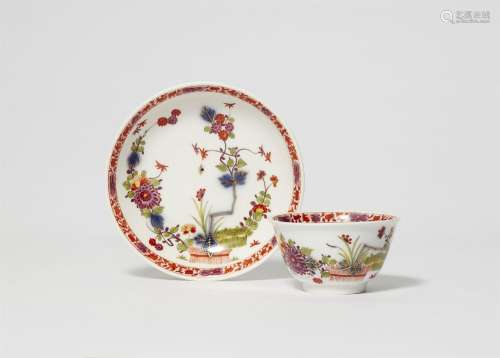 A Meissen porcelain cup and saucer with Arita decor