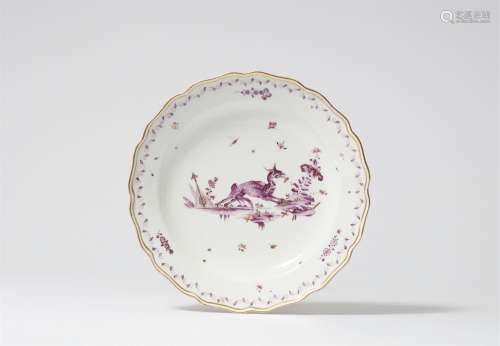 A Meissen porcelain plate from a service with mythical beast...