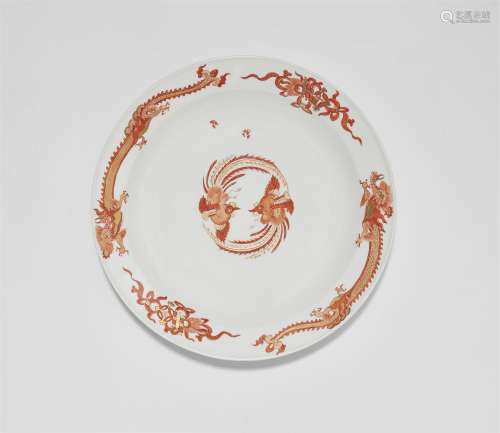 A Meissen porcelain plate with red dragon decor