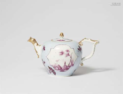 A Meissen porcelain teapot with clair de lune ground