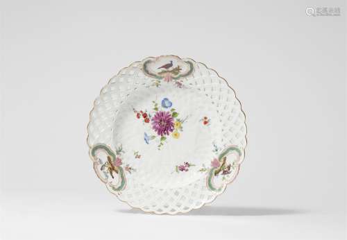 A Meissen porcelain dessert plate from a service with native...