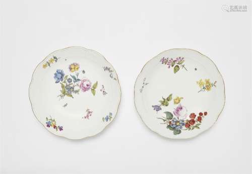 A pair of Meissen porcelain dishes with "German flower&...
