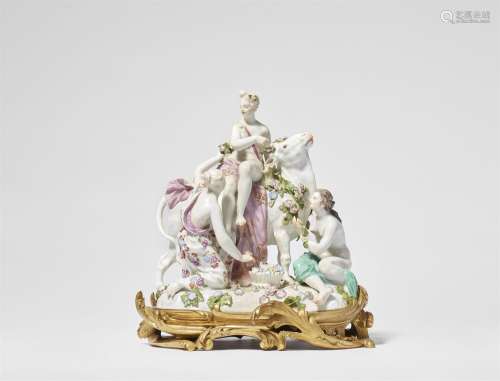 A Meissen porcelain group of Europa and the bull on an ormol...