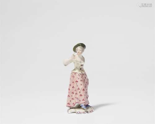 A Frankenthal porcelain figure of a commedia dell`arte actre...