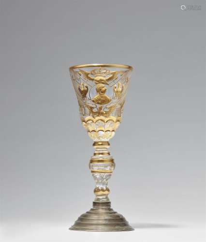 A Brandenburg cut glass goblet with a portrait of Friedrich ...