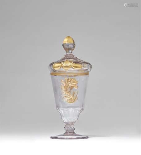 A Silesian cut glass goblet and cover