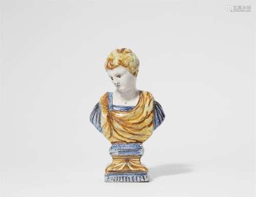 A majolica bust of a Roman emperor (possibly Augustus)