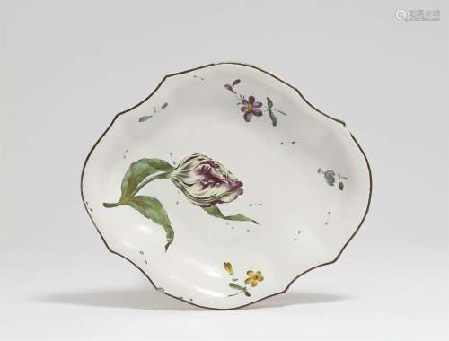 A Strasbourg faience dish with tulip decor