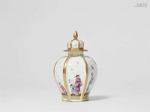 A Meissen porcelain tea caddy with Hoeroldt Chinoiseries