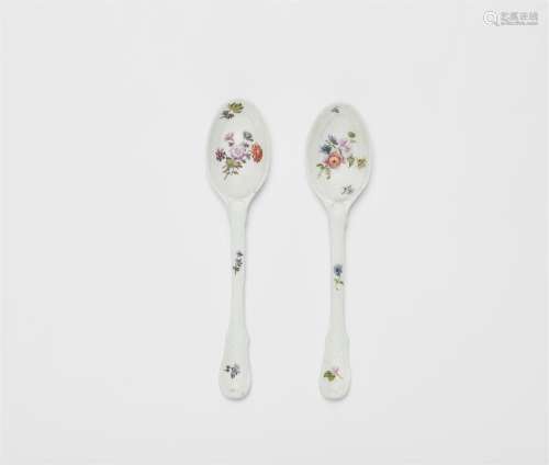 A pair of Meissen porcelain coffee spoons with "German ...