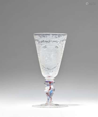 A Bohemian cut glass friendship goblet