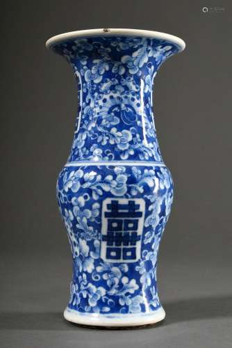 Kleine chinesische Gu Porzellan Vase mit floralem Blaumalere...