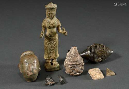 8 Diverse südostasiatische Fragmente: u.a. Bronze Miniatur V...
