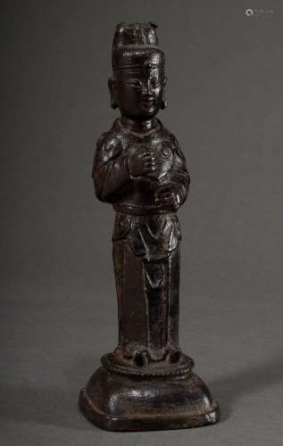 Bronze Figur „Stehender Beamter“im höfischen Gewand, China, ...