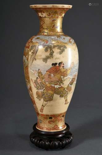 Große Satsuma Vase mit Malerei in Reserven "Historische...