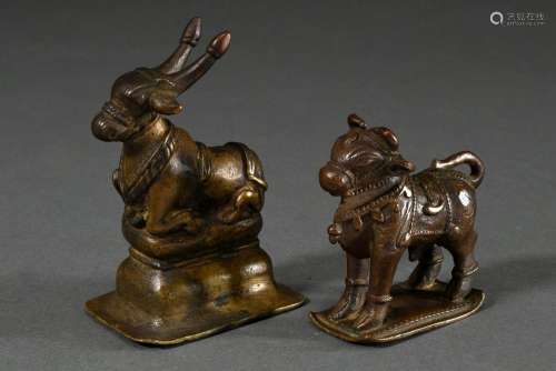 Zwei Diverse Gelbguss und Bronze "Nandi Stiere", V...
