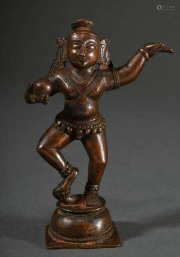 Bronze Figur "Tanzender Krishna mit Butterkugel", ...