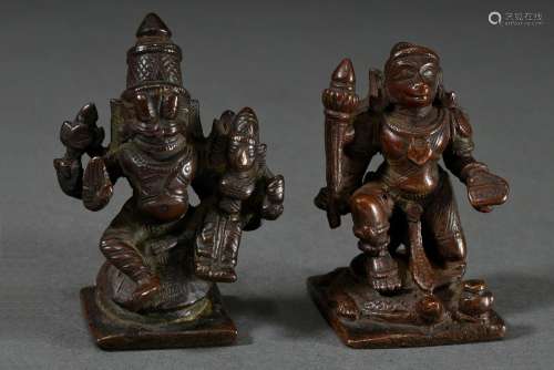 2 Diverse Miniatur Bronze Figuren "Vishnu mit Parvati&q...