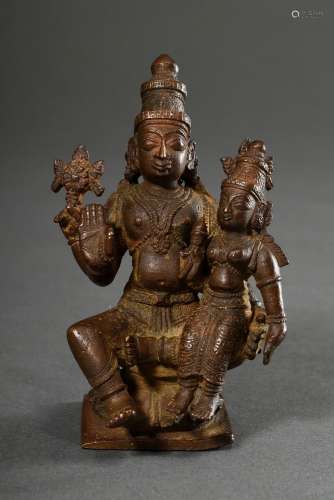 Bronze Figur "Narayana und Sri Devi/Lakshmi" auf L...