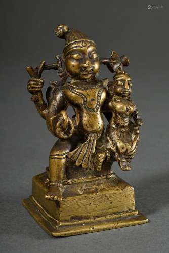 Gelbguss Figur "Narayana und Sri Devi/Lakshmi" auf...