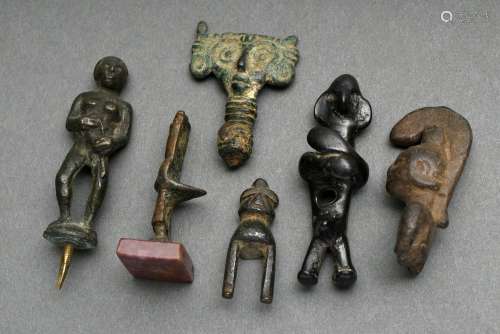6 Diverse antike Bronze Fragmente "Figuren und Idole&qu...